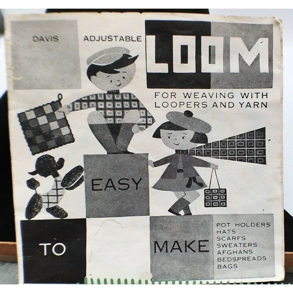 Vintage Davis Adjustable Weaving Loom w/Original Box  1950's #602